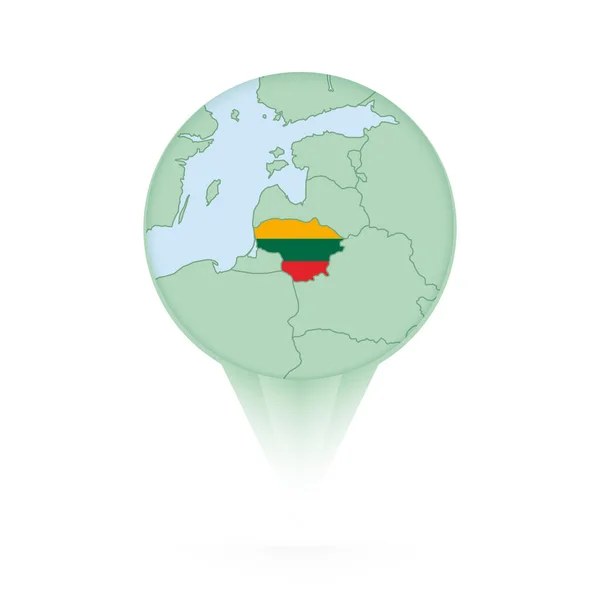 Litvánia Térkép Stílusos Helyen Ikon Litvánia Térkép Zászló — Stock Vector