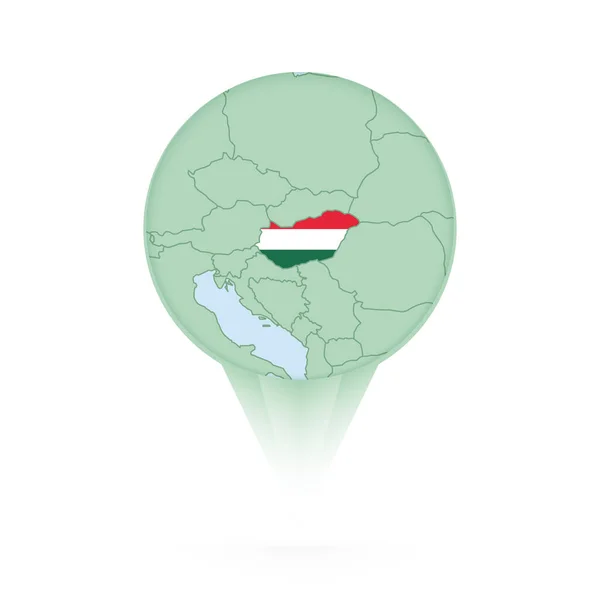 Mapa Hungria Ícone Localização Elegante Com Mapa Bandeira Hungria — Vetor de Stock