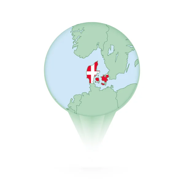 Térkép Dánia Stílusos Elhelyezkedés Ikon Dániával Térkép Zászló — Stock Vector
