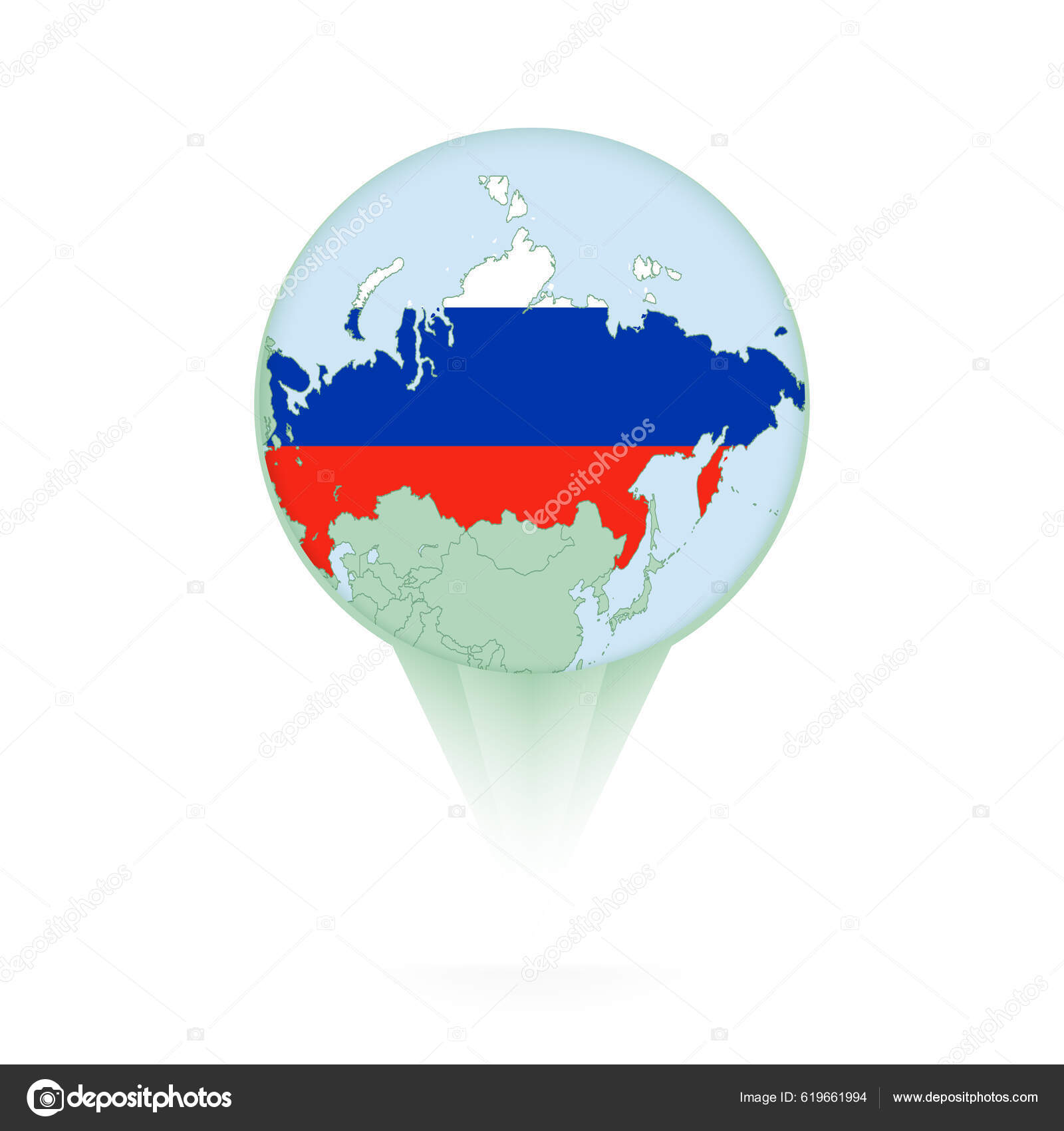 Russia Flag Map Stock Illustration