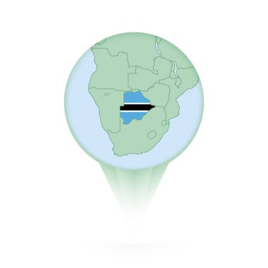 Botswana haritası, Botswana haritası ve bayrağı olan şık konum simgesi.