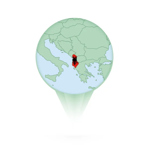 Mapa Albânia Ícone Localização Elegante Com Mapa Bandeira Albânia — Vetor de Stock