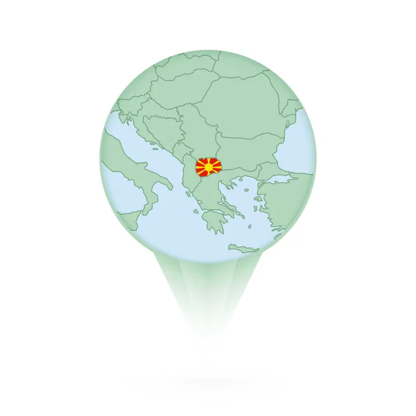 Macedónia Mapa Ícone Localização Elegante Com Macedónia Mapa Bandeira — Vetor de Stock