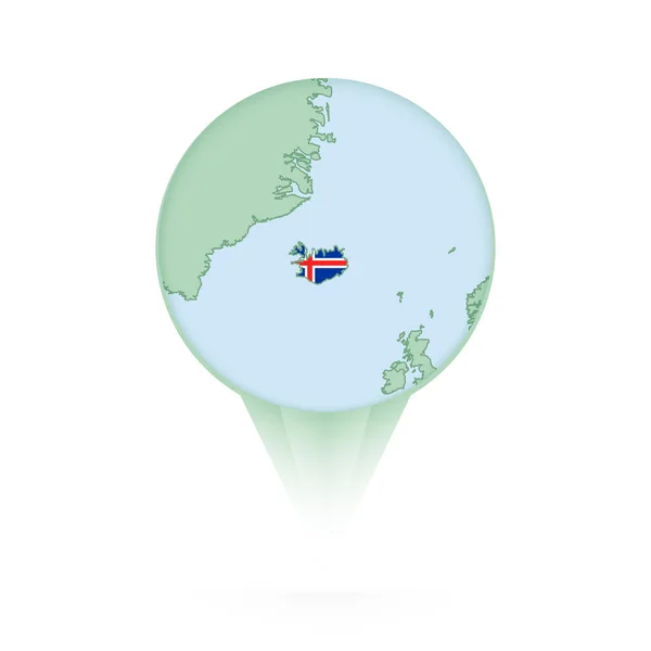 Mapa Islandu Stylová Ikona Umístění Mapou Islandu Vlajkou — Stockový vektor