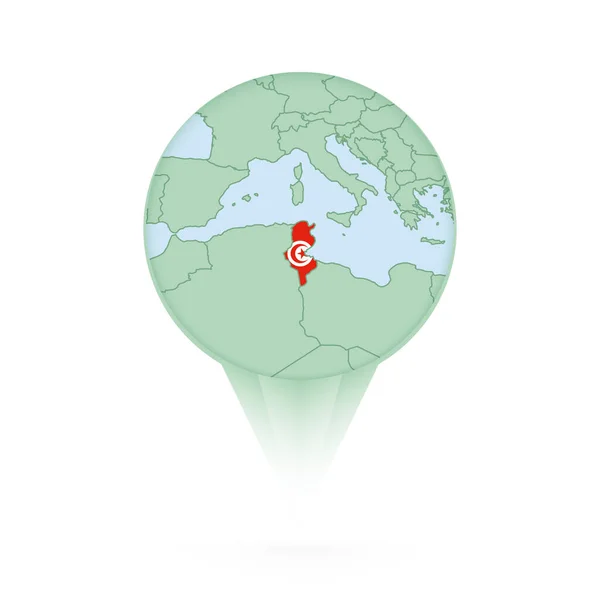 突尼斯地图 带有突尼斯地图和国旗的时髦位置图标 — 图库矢量图片