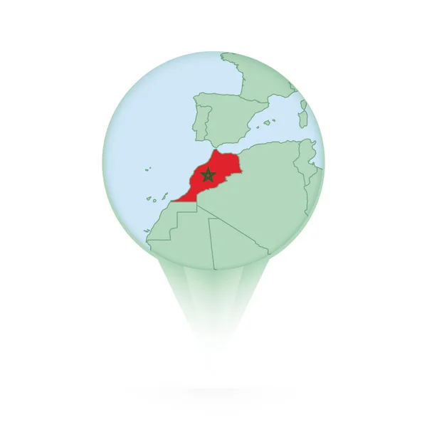 Mapa Maroka Stylowa Ikona Lokalizacji Marokańską Mapą Flagą — Wektor stockowy