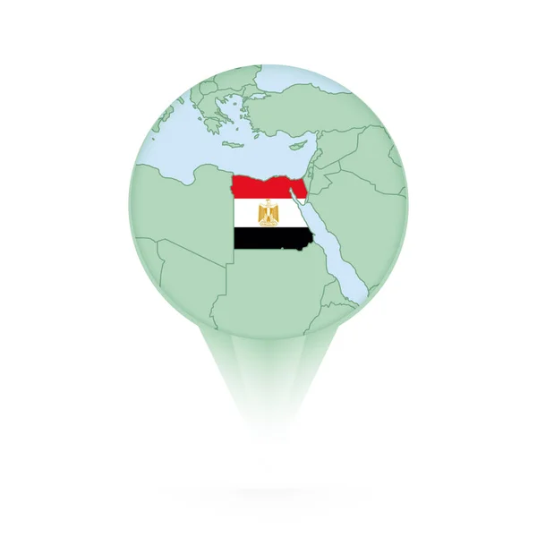 Egipto Mapa Elegante Ubicación Icono Con Egipto Mapa Bandera — Archivo Imágenes Vectoriales
