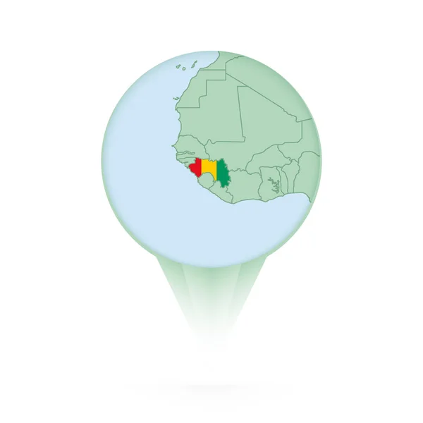 Guinea Map Stylish Location Icon Guinea Map Flag — Stock Vector