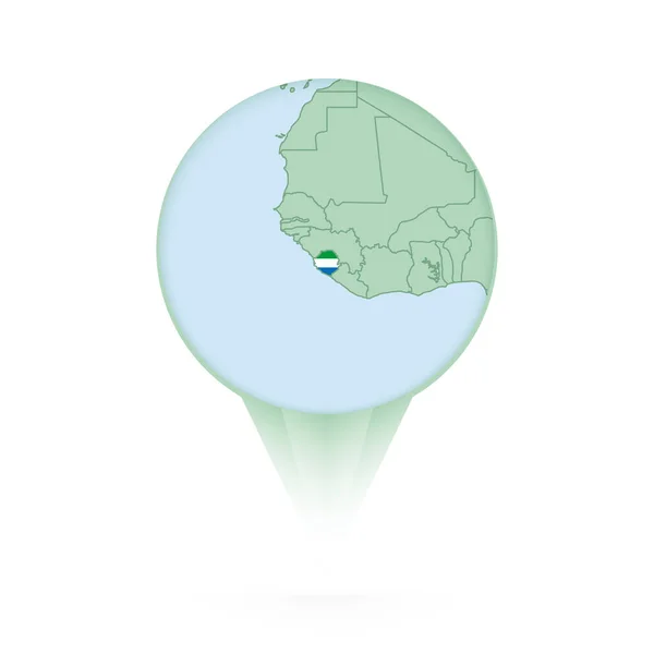 Mapa Sierra Leone Stylová Ikona Umístění Mapou Sierra Leone Vlajkou — Stockový vektor