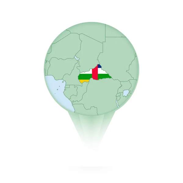 中央アフリカ共和国地図 中央アフリカ共和国地図と旗を持つスタイリッシュな場所のアイコン — ストックベクタ
