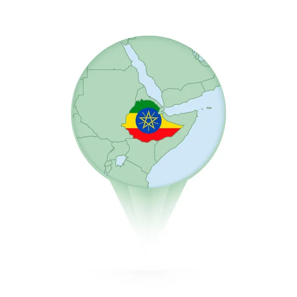 Etiyopya Haritası Etiyopya Haritası Bayrağı Olan Şık Konum Simgesi — Stok Vektör