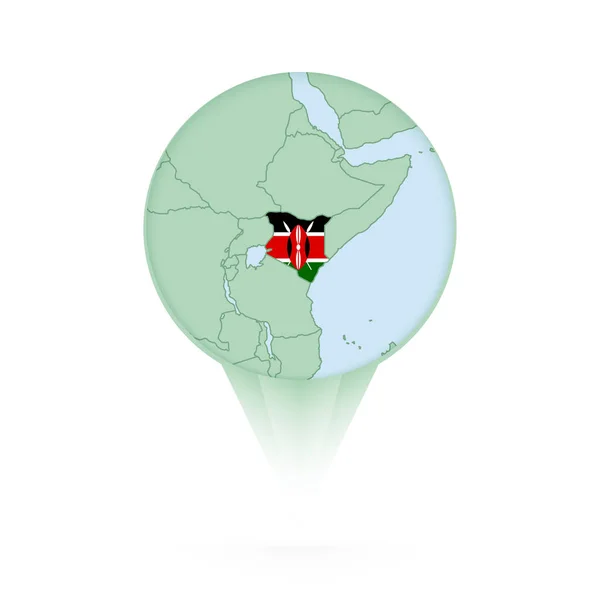 Карта Кении Стильный Значок Местоположения Картой Кении Флагом — стоковый вектор