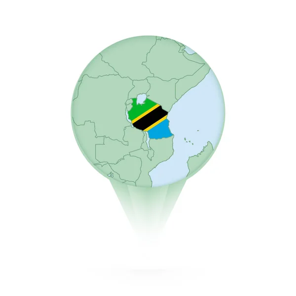Tanzania Mapa Icono Ubicación Con Estilo Tanzania Mapa Bandera — Vector de stock