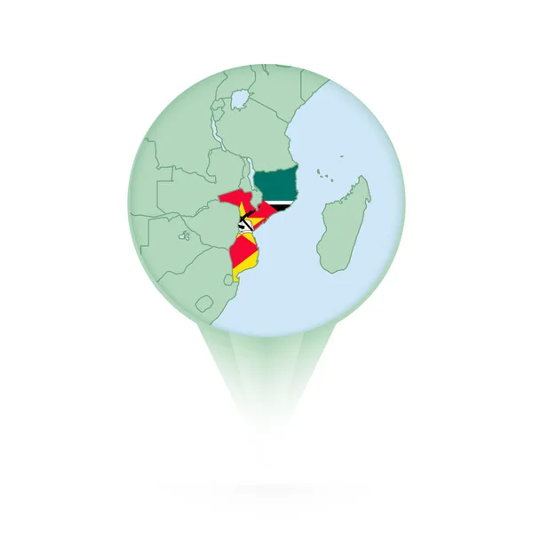 莫桑比克地图 带有莫桑比克地图和国旗的时髦位置图标 — 图库矢量图片