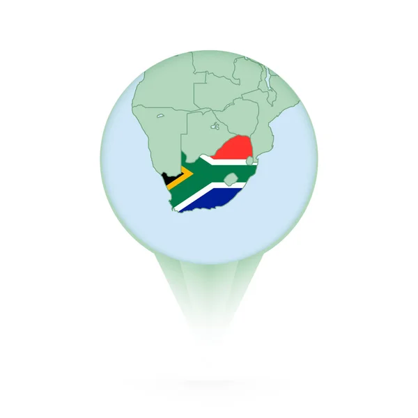 Mapa Sudáfrica Icono Ubicación Elegante Con Mapa Sudáfrica Bandera — Archivo Imágenes Vectoriales