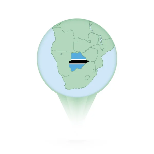 Botswana Haritası Botswana Haritası Bayrağı Olan Şık Konum Simgesi — Stok Vektör