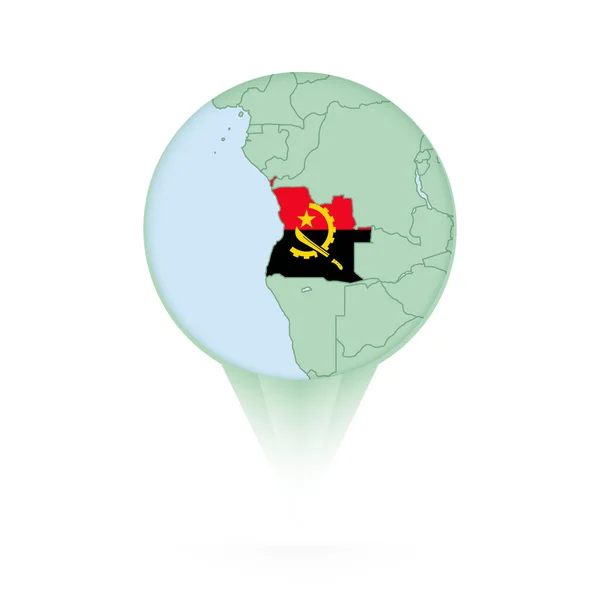 Angola Mapa Icono Ubicación Con Estilo Angola Mapa Bandera — Vector de stock