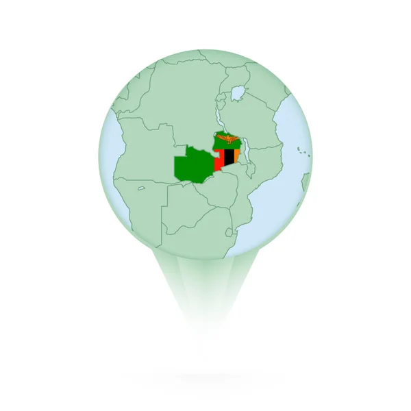 Sambia Kartta Tyylikäs Sijainti Kuvake Sambia Kartta Lippu — vektorikuva