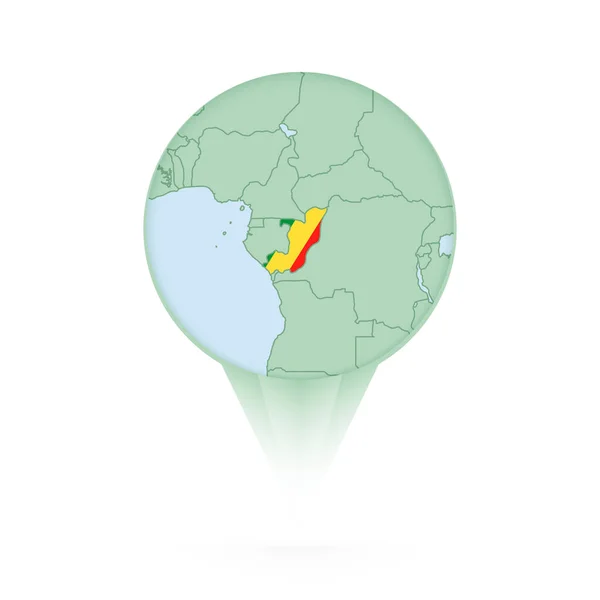 Congo Mapa Icono Ubicación Con Estilo Congo Mapa Bandera — Vector de stock