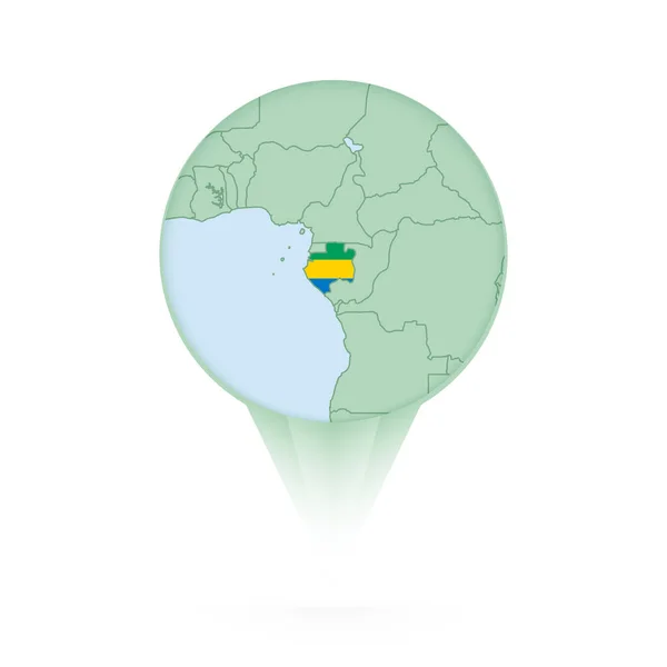 Mapa Gabonu Stylowa Ikona Lokalizacji Mapą Flagą Gabonu — Wektor stockowy