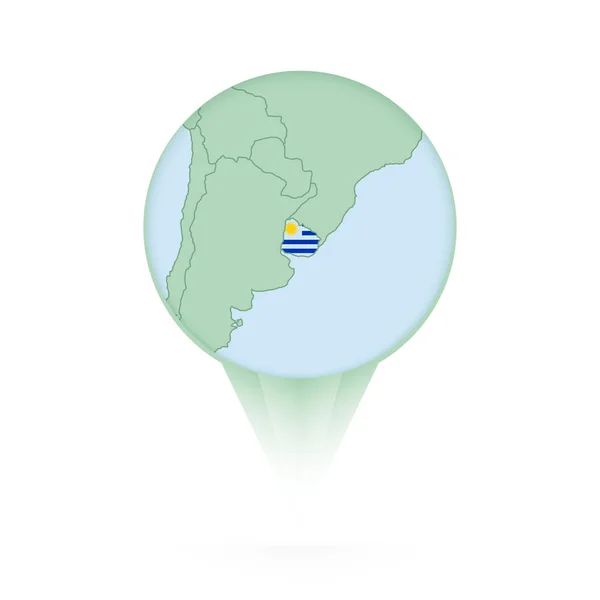 Ουρουγουάη Χάρτη Κομψό Εικονίδιο Τοποθεσία Χάρτη Της Ουρουγουάης Και Σημαία — Διανυσματικό Αρχείο