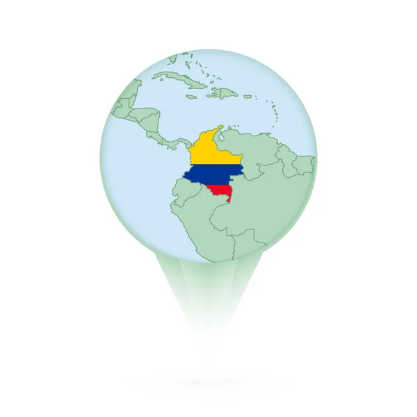 Mapa Kolumbii Stylowa Ikona Lokalizacji Mapą Kolumbii Flagą — Wektor stockowy