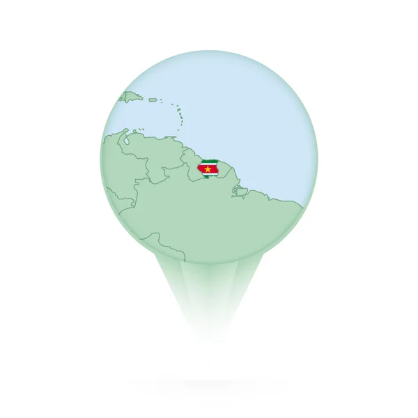 Surinam Karta Elegant Läge Ikon Med Surinam Karta Och Flagga — Stock vektor