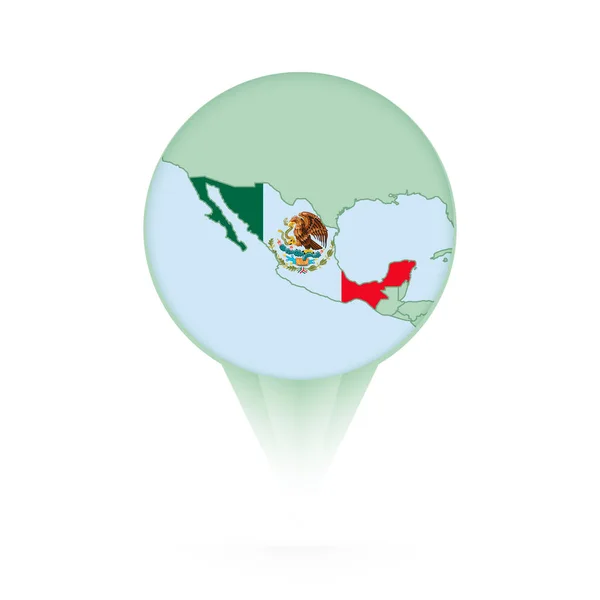 Mapa México Icono Ubicación Elegante Con Mapa México Bandera — Archivo Imágenes Vectoriales
