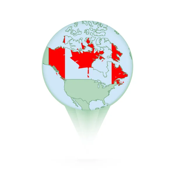 加拿大地图 带有加拿大地图和国旗的时尚位置图标 — 图库矢量图片