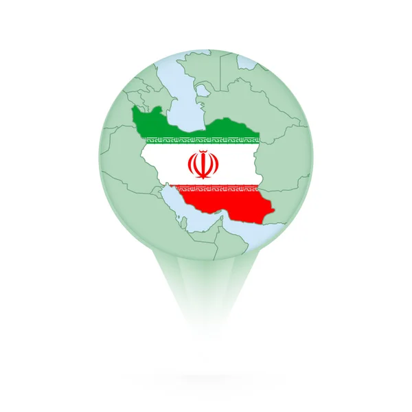 Íránská Mapa Stylová Ikona Umístění Íránskou Mapou Vlajkou — Stockový vektor