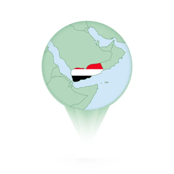 Karte Des Jemen Stylisches Lagesymbol Mit Karte Und Flagge Des — Stockvektor