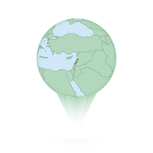 Libanonská Mapa Stylová Ikona Umístění Libanonskou Mapou Vlajkou — Stockový vektor