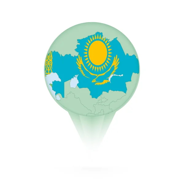 Kazakhstan Map Stylish Location Icon Kazakhstan Map Flag — Stock Vector