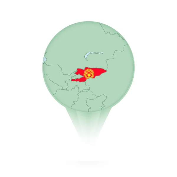 Kirguistán Mapa Ubicación Elegante Icono Con Kirguistán Mapa Bandera — Vector de stock