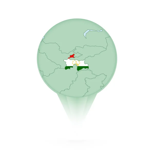 タジキスタン地図 タジキスタン地図とフラグとスタイリッシュな場所のアイコン — ストックベクタ