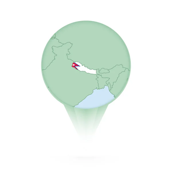 Térkép Nepál Stílusos Elhelyezkedés Ikon Nepál Térképpel Zászlóval — Stock Vector