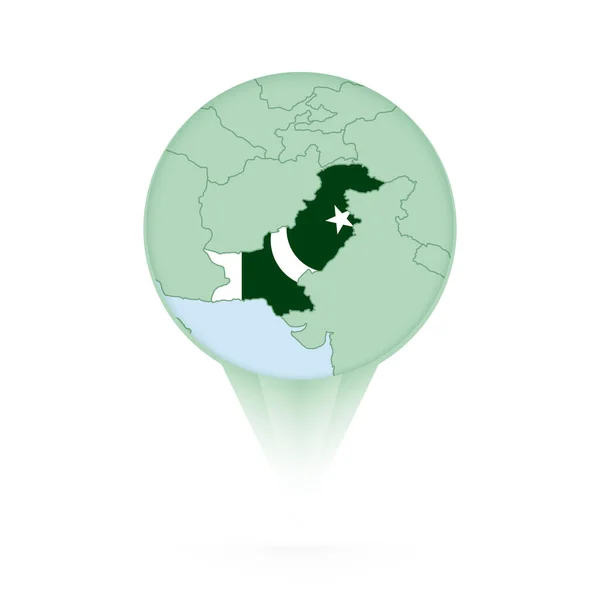 Pakistansk Karta Elegant Läge Ikon Med Pakistans Karta Och Flagga — Stock vektor