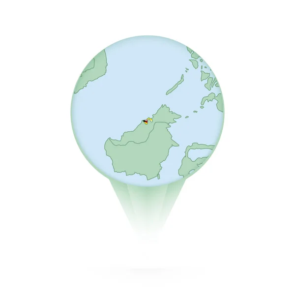 ブルネイ地図 ブルネイ地図とフラグとスタイリッシュな場所のアイコン — ストックベクタ