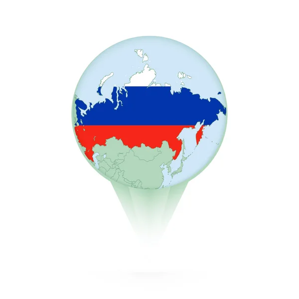 Ryssland Karta Elegant Läge Ikon Med Ryssland Karta Och Flagga — Stock vektor