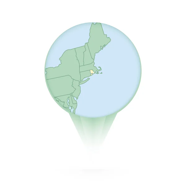 Mapa Rhode Island Icono Ubicación Con Estilo Rhode Island Mapa — Vector de stock