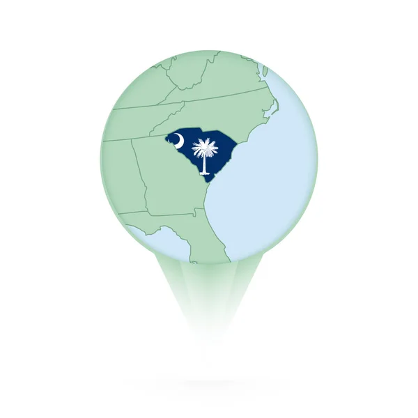 Νότια Καρολίνα Χάρτη Κομψό Εικονίδιο Τοποθεσία Νότια Καρολίνα Χάρτη Και — Διανυσματικό Αρχείο