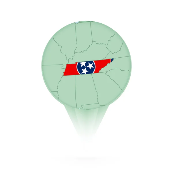 Mapa Tennessee Ícone Localização Elegante Com Mapa Bandeira Tennessee —  Vetores de Stock