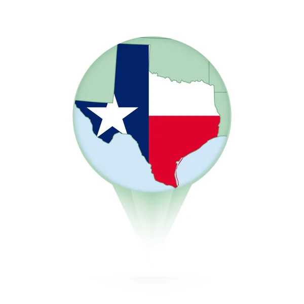 Mapa Texas Icono Ubicación Elegante Con Mapa Bandera Texas — Vector de stock