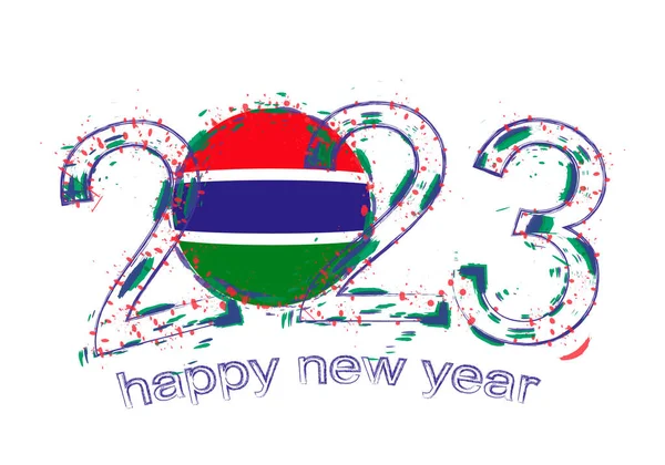 2023 Año Estilo Grunge Con Bandera Gambia — Archivo Imágenes Vectoriales