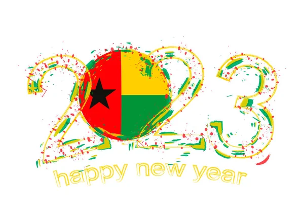 2023 Год Гранж Стиле Флагом Гвинеи Бисау — стоковый вектор