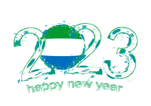 2023 Año Estilo Grunge Con Bandera Sierra Leona — Archivo Imágenes Vectoriales