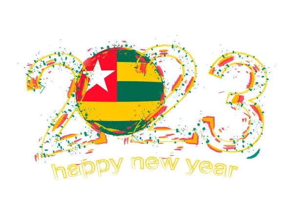 2023 Año Estilo Grunge Con Bandera Togo — Vector de stock