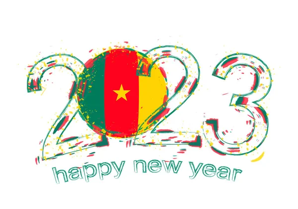 2023年与喀麦隆国旗共庆新年 — 图库矢量图片