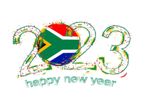 2023 Rok Stylu Grunge Flagą Republika Południowej Afryki — Wektor stockowy