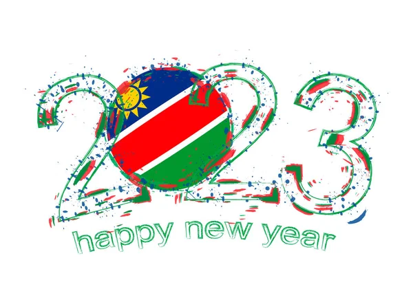 2023 Año Estilo Grunge Con Bandera Namibia — Vector de stock